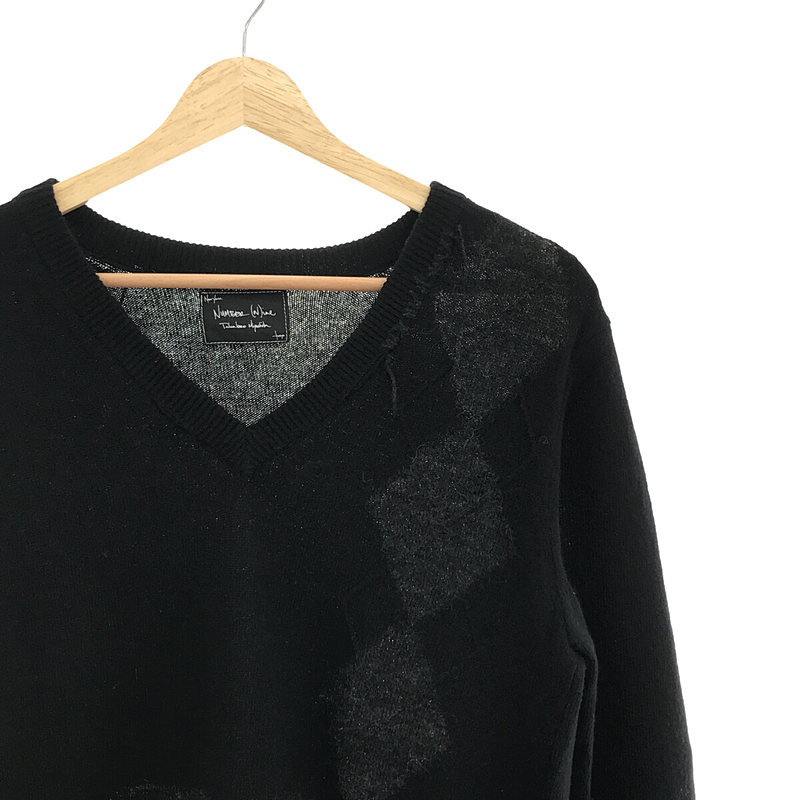 06AW NOIR期 ウール アーガイル 切替 Vネックニット | ブランド 06AW NOIR期 ウール アーガイル 切替 Vネックニット | ブランド