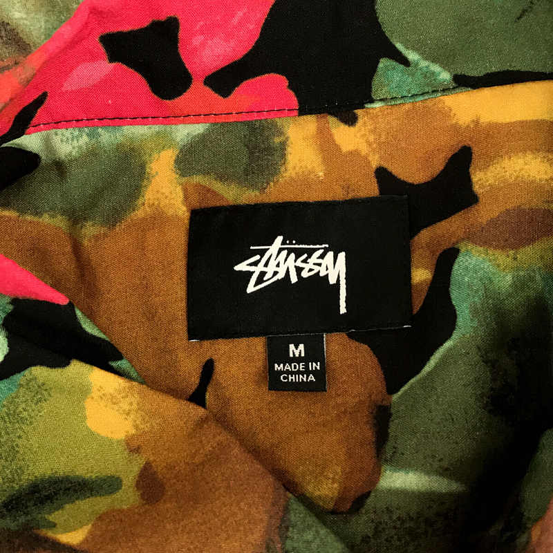 STUSSY / ステューシー フラワー 総柄 レーヨン オープンカラー アロハ シャツ 開襟