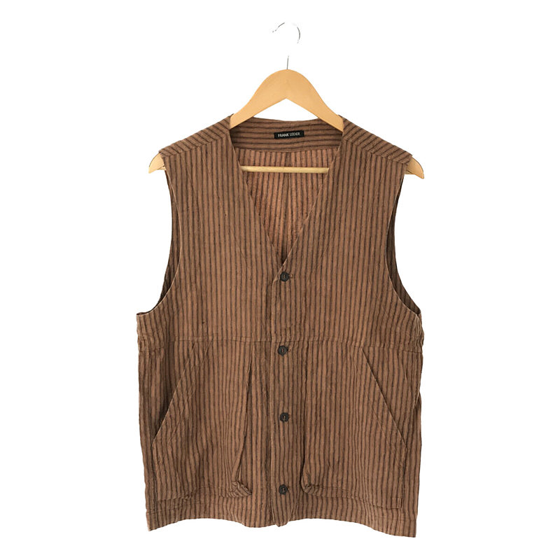 ROOT DYED STRIPED LINEN VEST ストライプ リネンベストFRANK LEDER / フランクリーダー