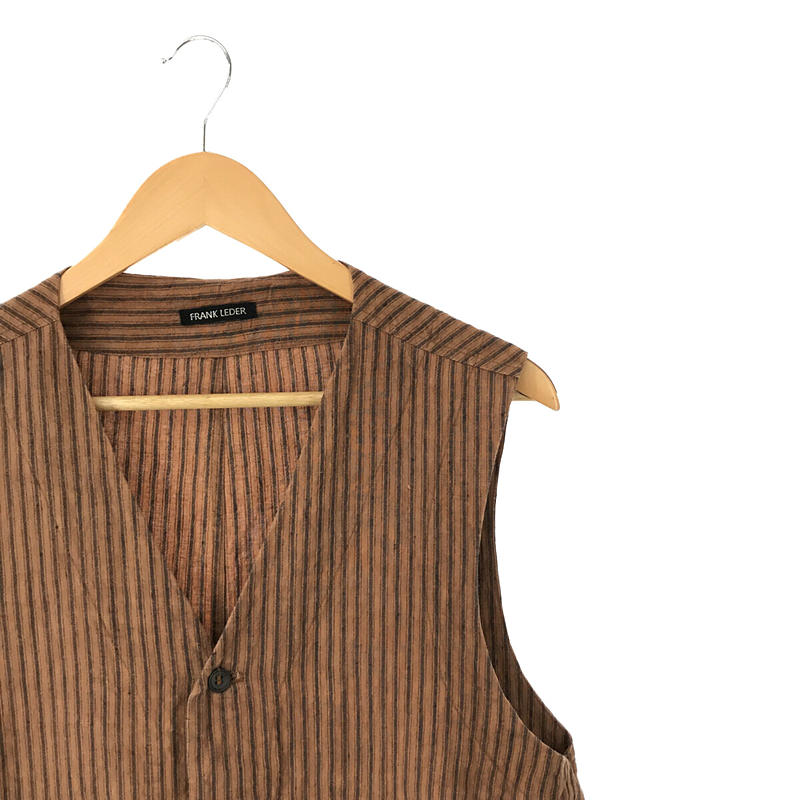 ROOT DYED STRIPED LINEN VEST ストライプ リネンベストFRANK LEDER / フランクリーダー