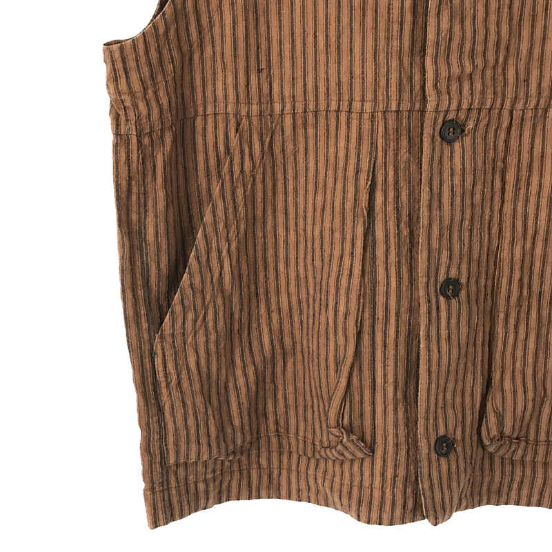 ROOT DYED STRIPED LINEN VEST ストライプ リネンベストFRANK LEDER / フランクリーダー