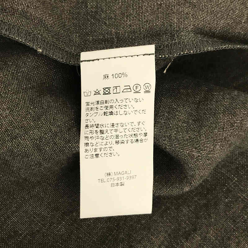 MAGALI / マガリ リネン100％ サイドポケット ロング ブラッシュドベルギーリネン ギャザーワンピース