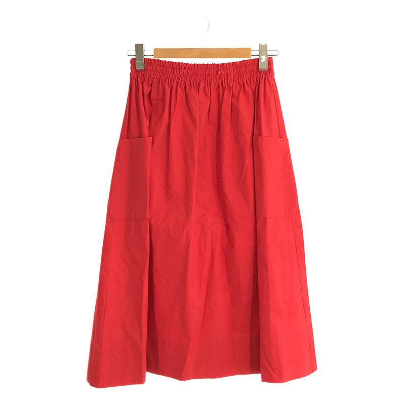 cotton patch pocket skirt ペチコート付き コットン ロング ギャザー ...