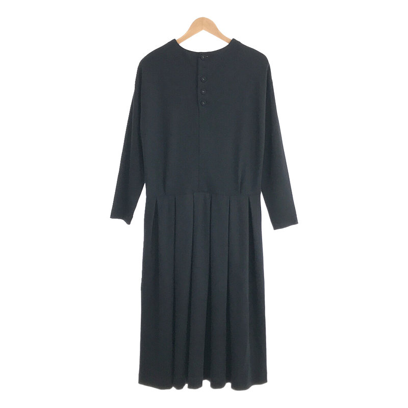 atelier naruse / アトリエナルセ wool cotton jersey one-piece / twill charcoal ウールコットンTOP杢ジャージー ロング ワンピース