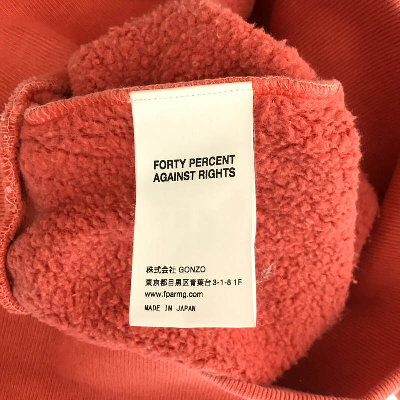 FORTY PERCENTS AGAINST RIGHTS / フォーティーパーセント アゲインストライツ FPAR ワンポイント刺繡ロゴ プルオーバー パーカー