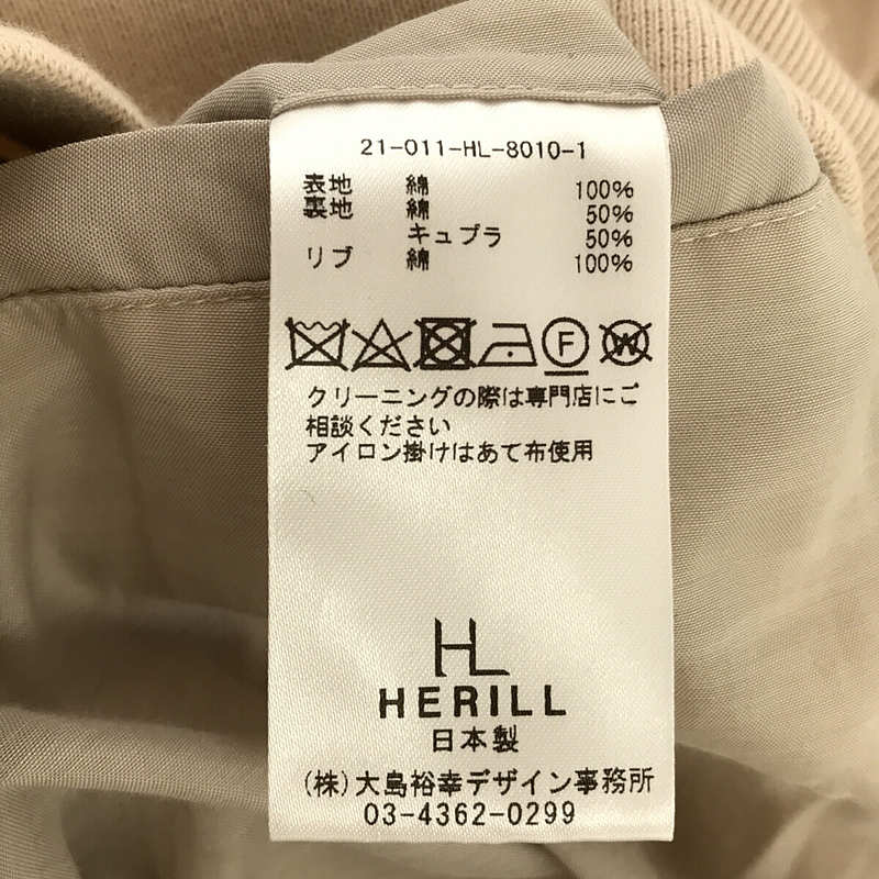 HERILL / ヘリル Soft Twst Organic Chino BZ オーガニック チノ ブルゾン ジャケット