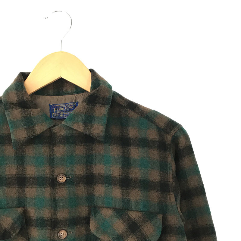 PENDLETON / ペンドルトン VINTAGE ヴィンテージ ウール チェック オープンカラー シャツ 開襟