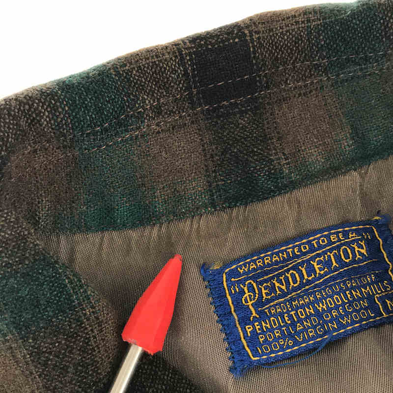 PENDLETON / ペンドルトン VINTAGE ヴィンテージ ウール チェック オープンカラー シャツ 開襟