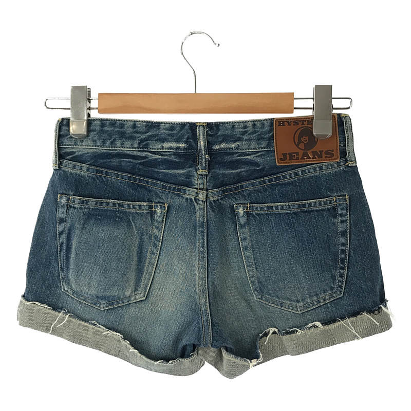 HYSTERIC GLAMOUR / ヒステリックグラマー 0151AM03 レザーパッチ スタッズ ダメージ・ヴィンテージ加工 デニム ショート パンツ ショーツ