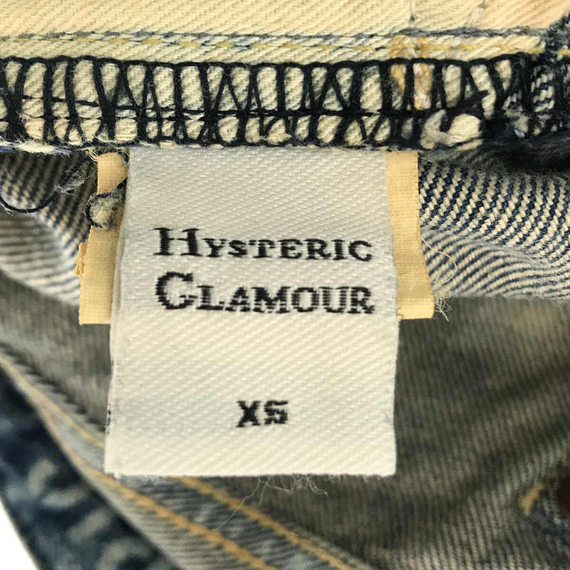 HYSTERIC GLAMOUR / ヒステリックグラマー 0151AM03 レザーパッチ スタッズ ダメージ・ヴィンテージ加工 デニム ショート パンツ ショーツ