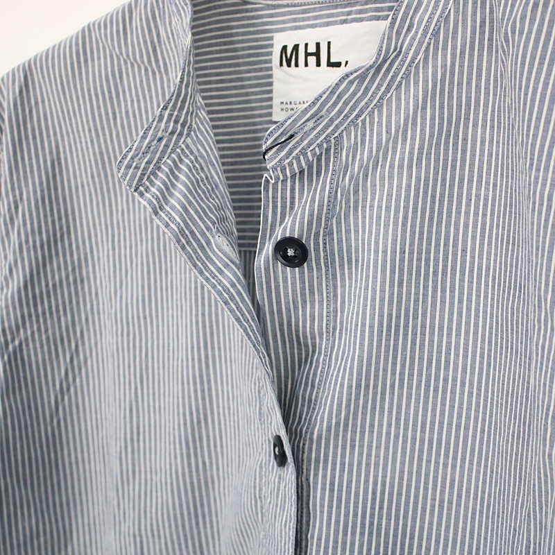 MHL. / エムエイチエル マーガレットハウエル COTTON LINEN STRIPE カラーレスストライプシャツ