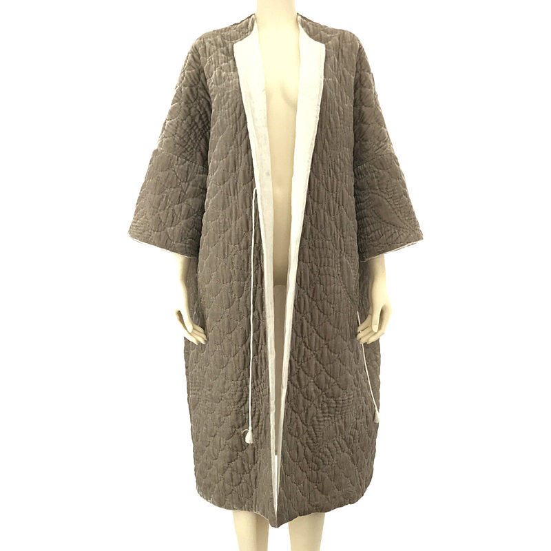 towavase / トワヴァーズ Si Hemmingshop 取扱い Velvet Robe ベルベット ハンドステッチ キルトローブ コート