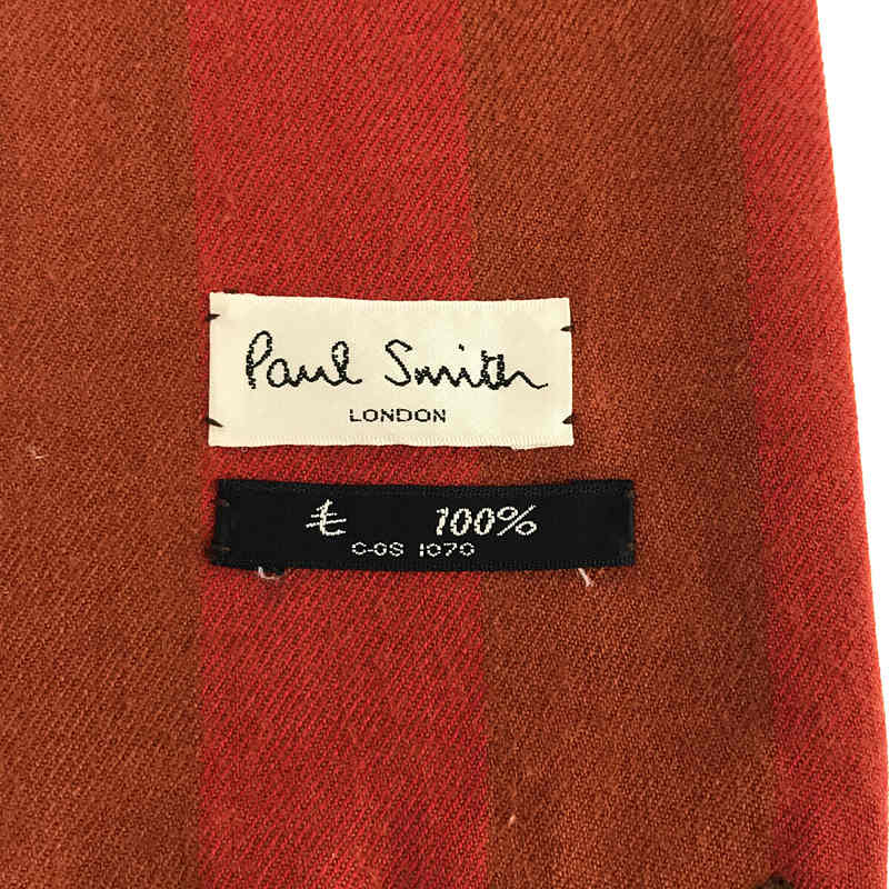 Paul Smith / ポールスミス ウール ストライプ ハンド ステッチ フリンジ ストール