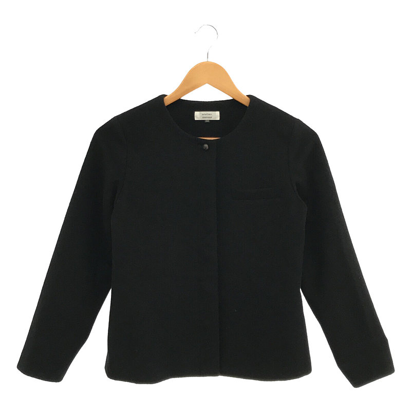 beaver wool no collar jacket ビーバー ウール ノーカラー ジャケット