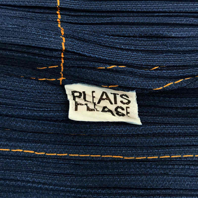 PLEATS PLEASE ISSEY MIYAKE / プリーツプリーズイッセイミヤケ 転写 デニム調 ステッチワーク プリーツ スカート navy