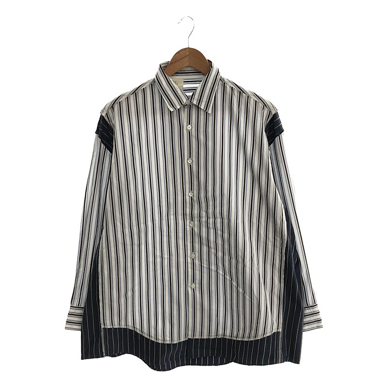 L/S SHIRT pieces / 再構築 ストライプ オーバーシャツ