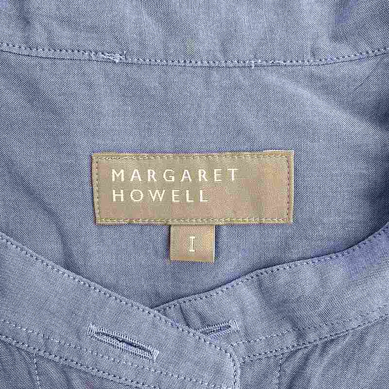MARGARET HOWELL / マーガレットハウエル SOFT WASHED COTTON バンドカラー 半袖シャツ