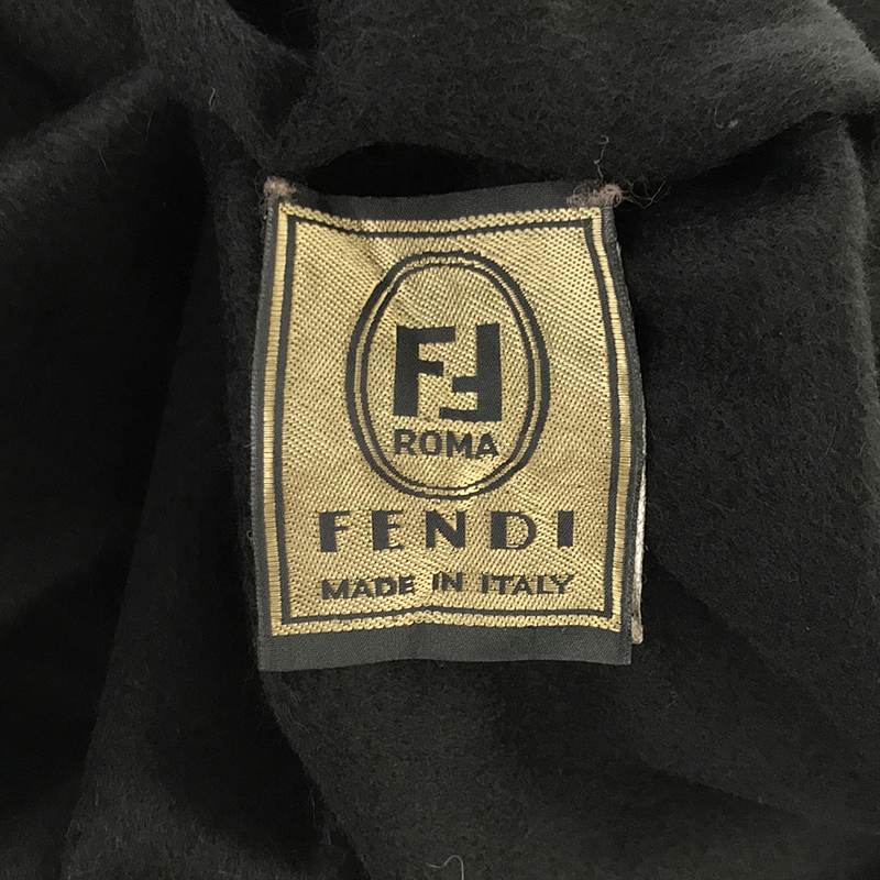 FENDI / フェンディ カシミヤ ファー フリンジショール 大判ストール