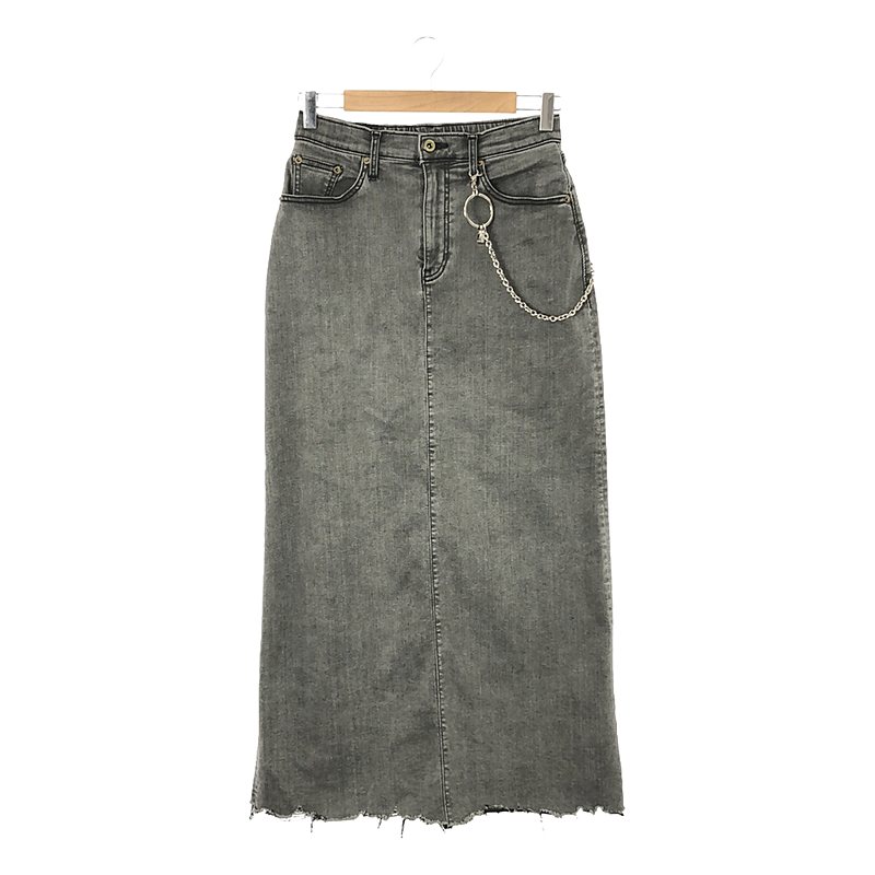 GOOD GRIEF!  DENIM LONG SKIRT with chain