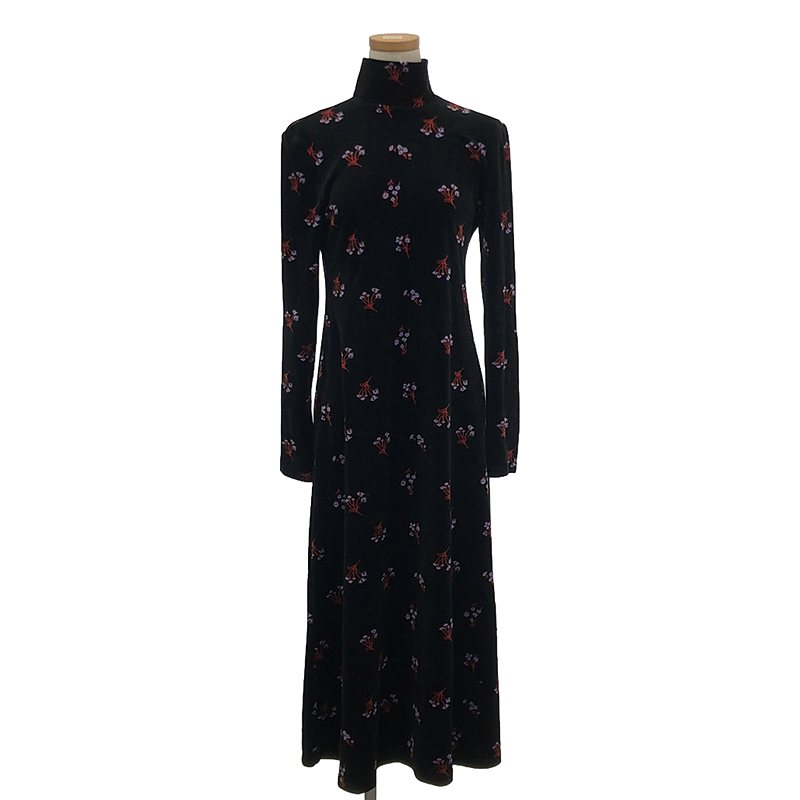 Floral Velour Jacquard High Neck Dress フローラルベロア ジャガード ハイネックドレス ワンピース