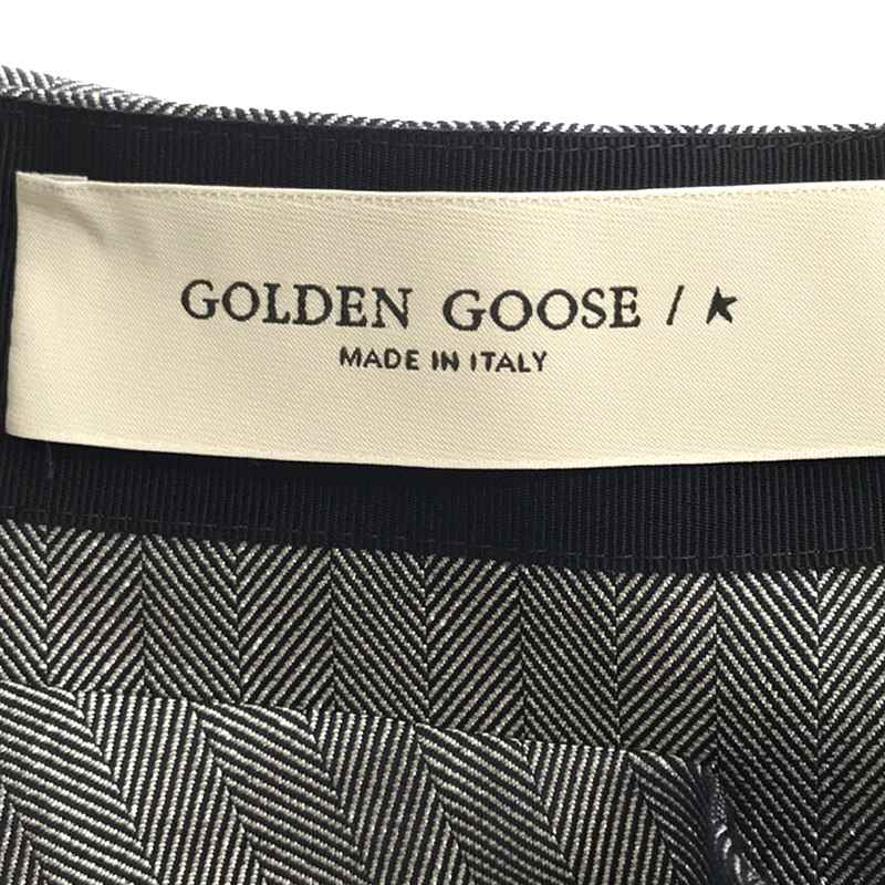 GOLDEN GOOSE / ゴールデングース ヘリンボーン ラメ デニム切替 ラップスカート