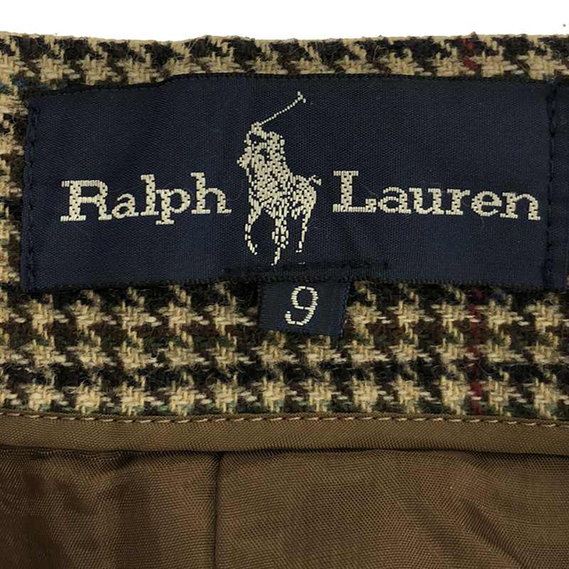 RALPH LAUREN / ラルフローレン ウール 千鳥格子 ロングスカート / 総裏地