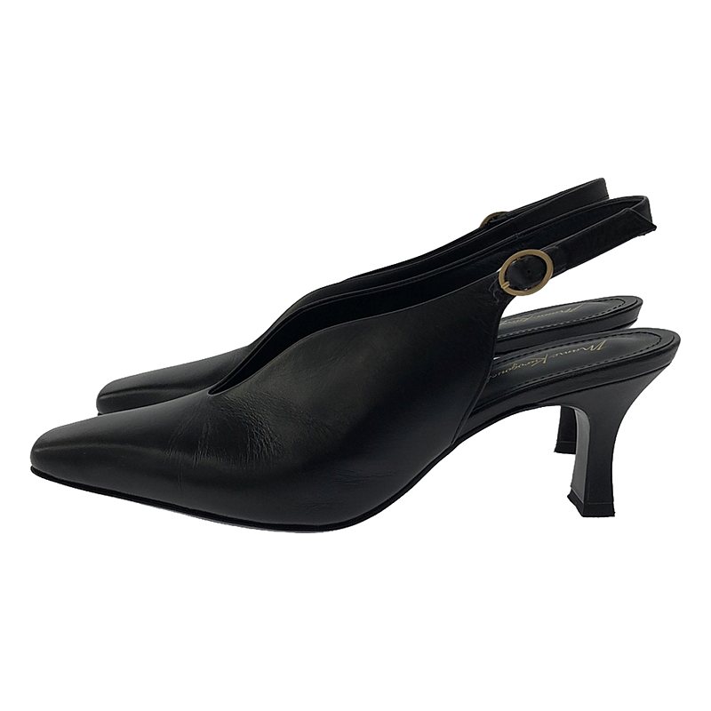 Mame Kurogouchi / マメクロゴウチ Curved Line Sling Back Heels / ストラップ レザー ヒールサンダル