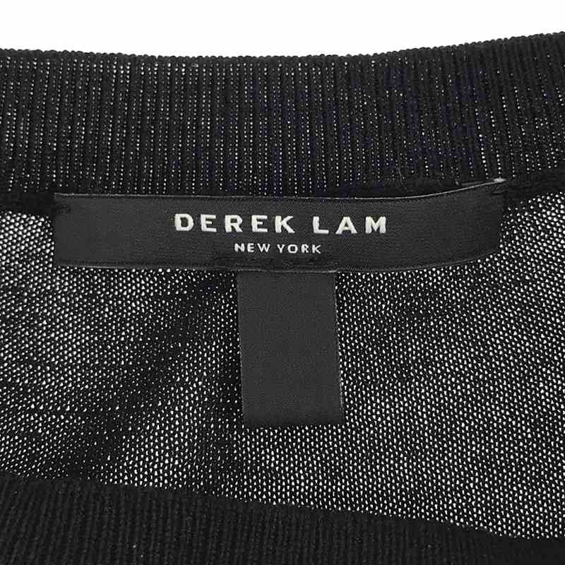 DEREKLAM / デレクラム 異素材 切替 シルク フラワー コットン ニットブラウス