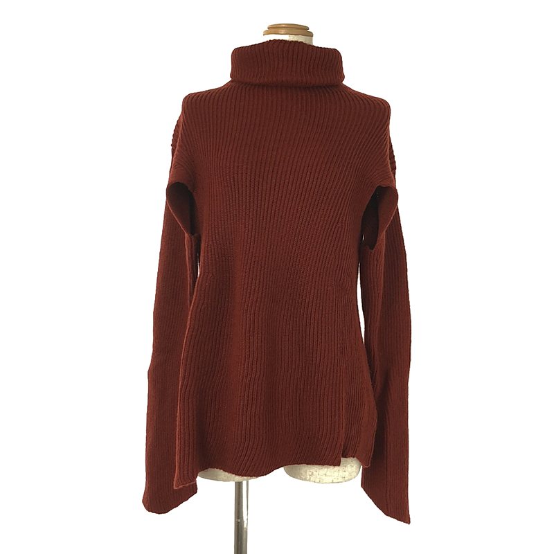 bluefaced leicester bottle neck sweater カットアウト タートルネックニット