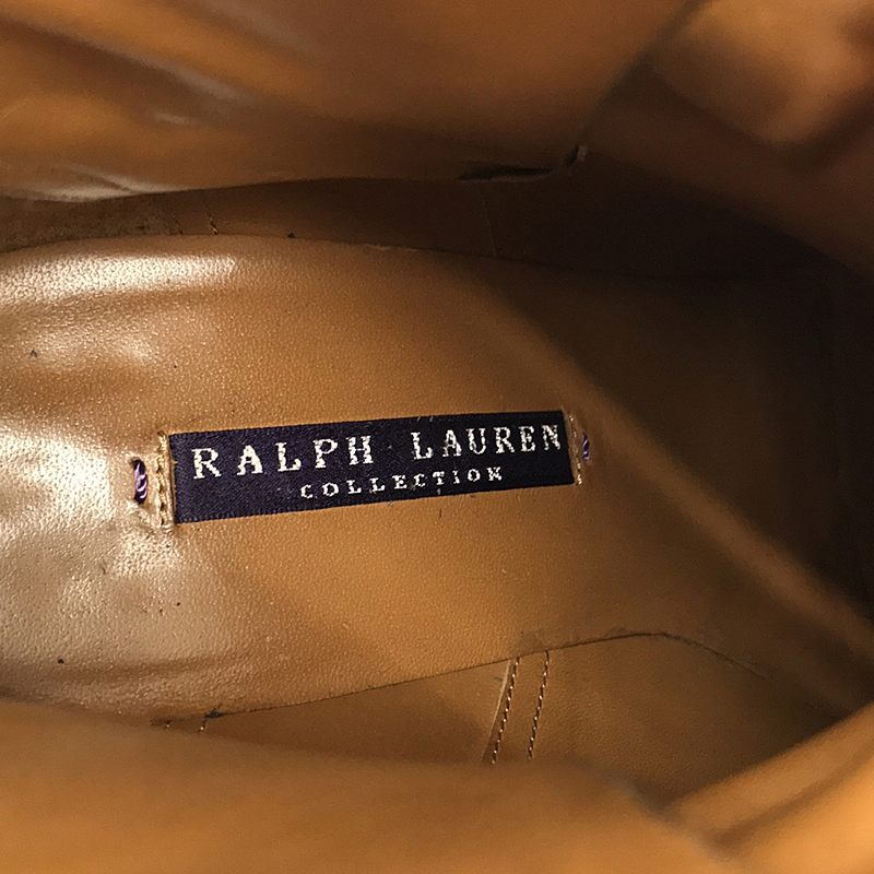 RALPH LAUREN PURPLE LABEL / ラルフローレンパープルレーベル レザー アンクルベルト ヒールブーツ