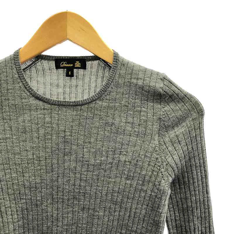 Drawer / ドゥロワー 18G カシミヤシルクリブクルーネックニット