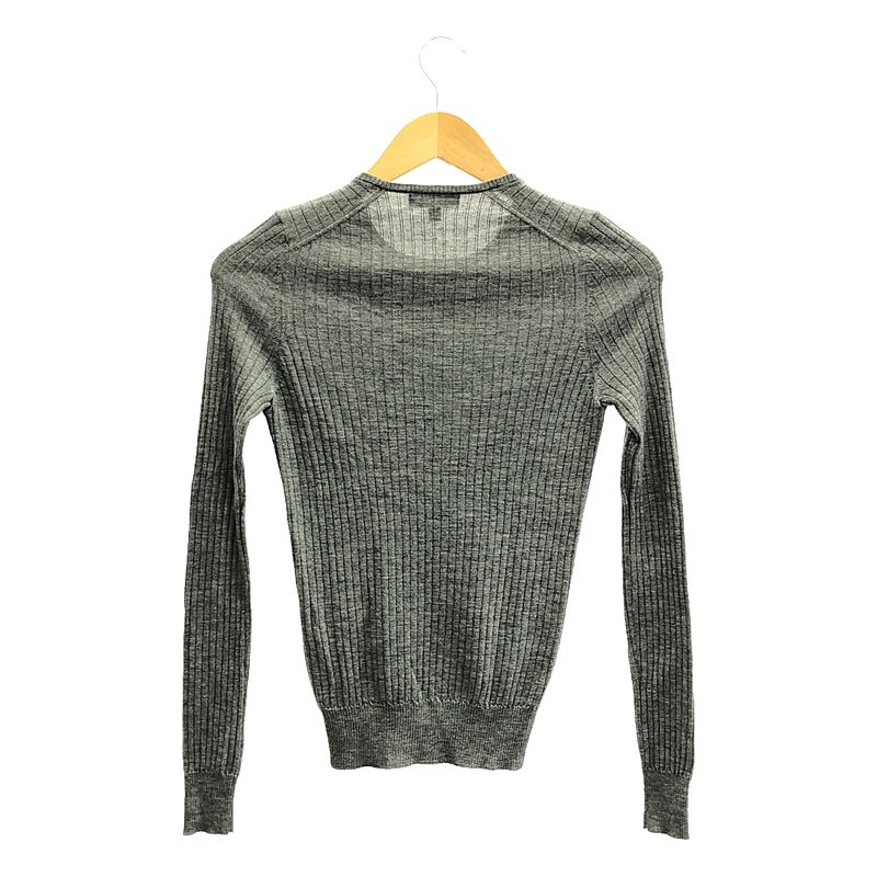 Drawer / ドゥロワー 18G カシミヤシルクリブクルーネックニット