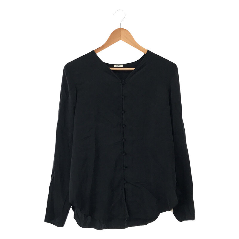 silk blouse ノーカラー シルク ブラウス シャツ | ブランド古着の買取