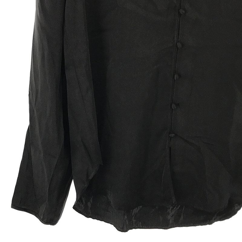 【新品】  NOWOS / ノーウォス | silk blouse ノーカラー シルク ブラウス シャツ | F | BLACK | レディース