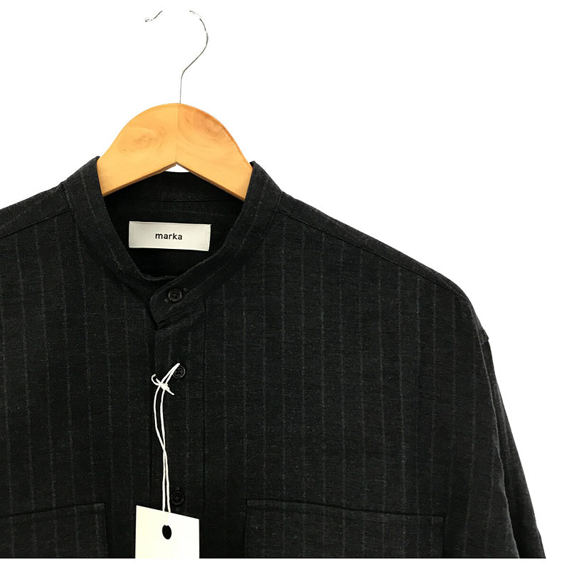 W POCKET BAND COLLAR SHIRT - STRIPE VIELLA バンドカラーシャツmarka / マーカ