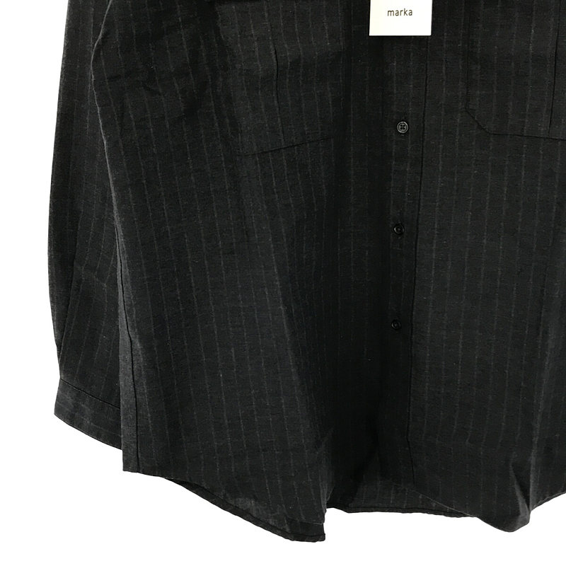 W POCKET BAND COLLAR SHIRT - STRIPE VIELLA バンドカラーシャツmarka / マーカ