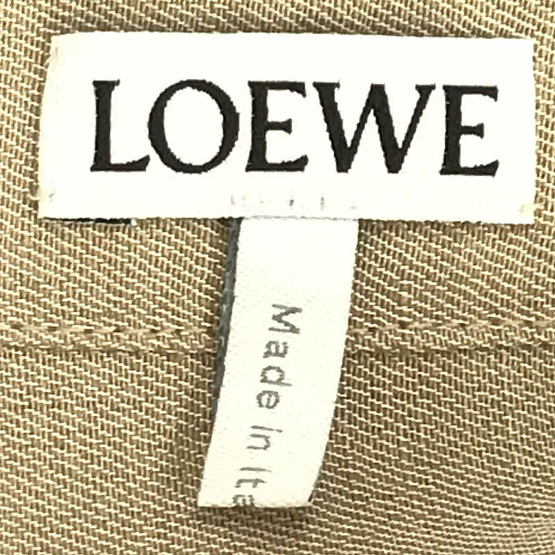 LOEWE / ロエベ ウエストベルト付き レザー切替 リネン バイカラー   ロング シャツ コート ハンガー付き