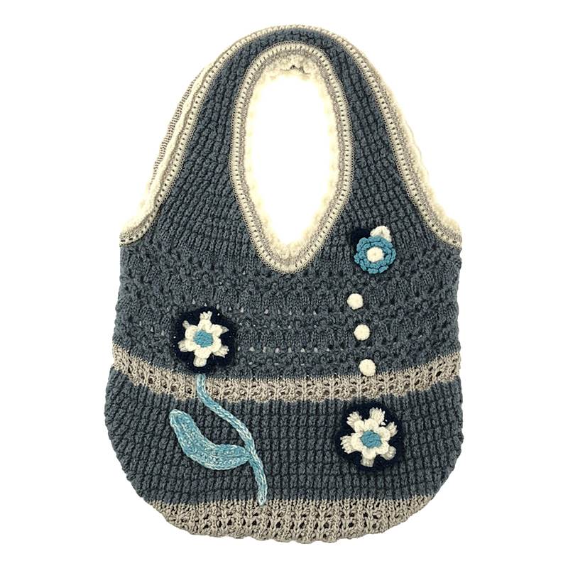 Mame Kurogouchi / マメクロゴウチ 2セット Floral Motif Hand－Knitted Handbag / ハンドバッグ × Floral Motif Hand－Knitted Gloves / グローブ 手袋