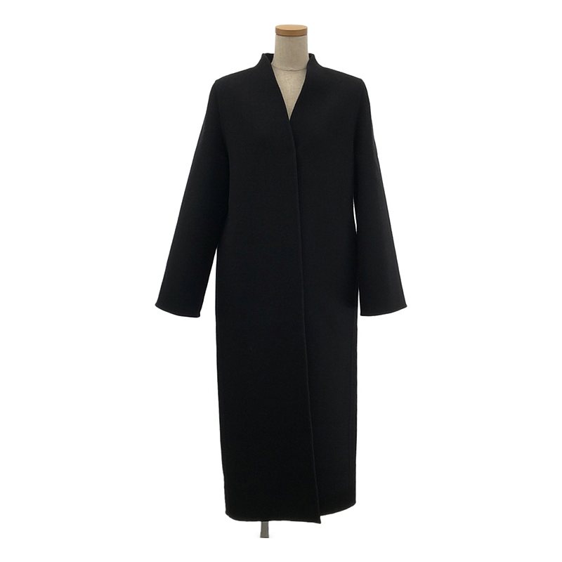 CEREN COAT ウール カシミヤ混 ツイル ノーカラーコート