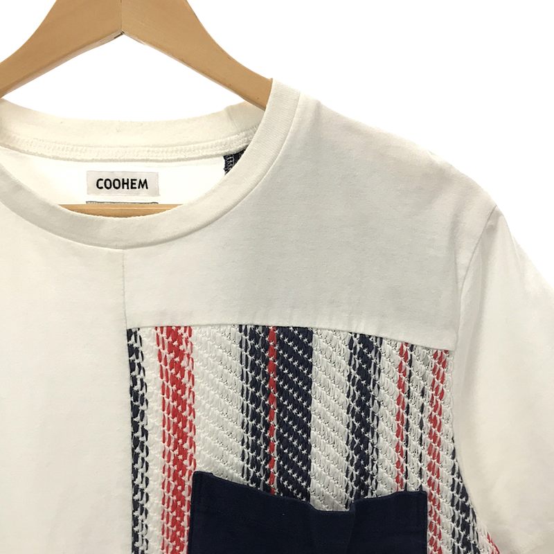 Coohem / コーヘン SUMMER STRIPE TWEED T-SHIRT ニット切替 ポケットTシャツ