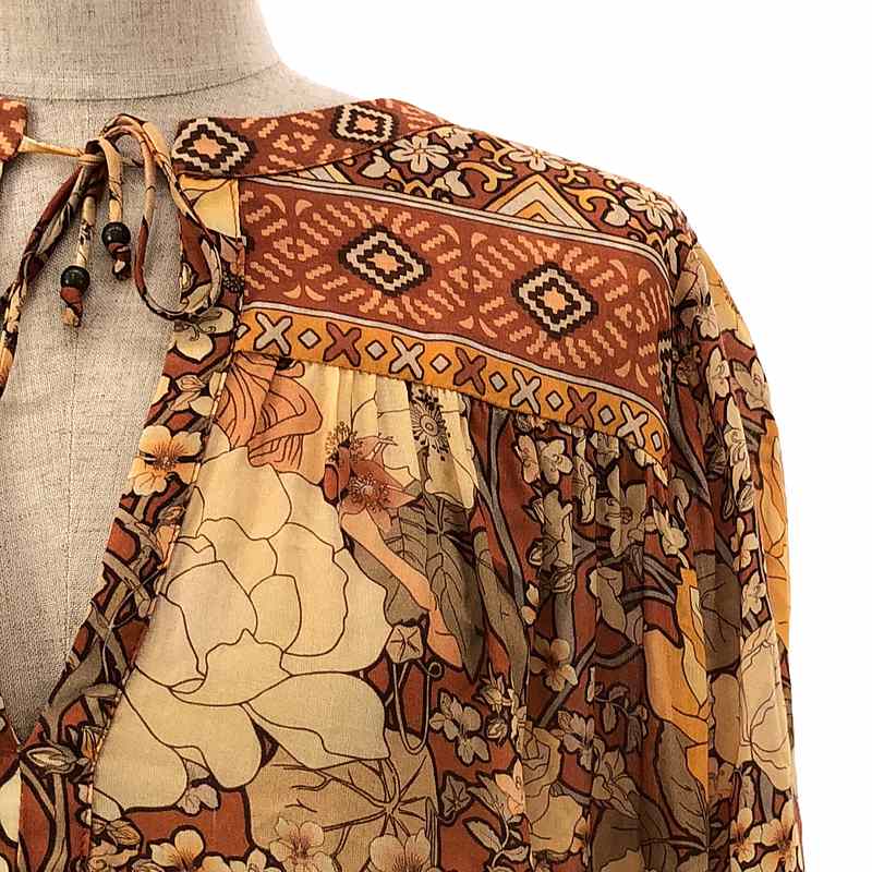 その他 フラワープリント フリル ティアード ワンピース