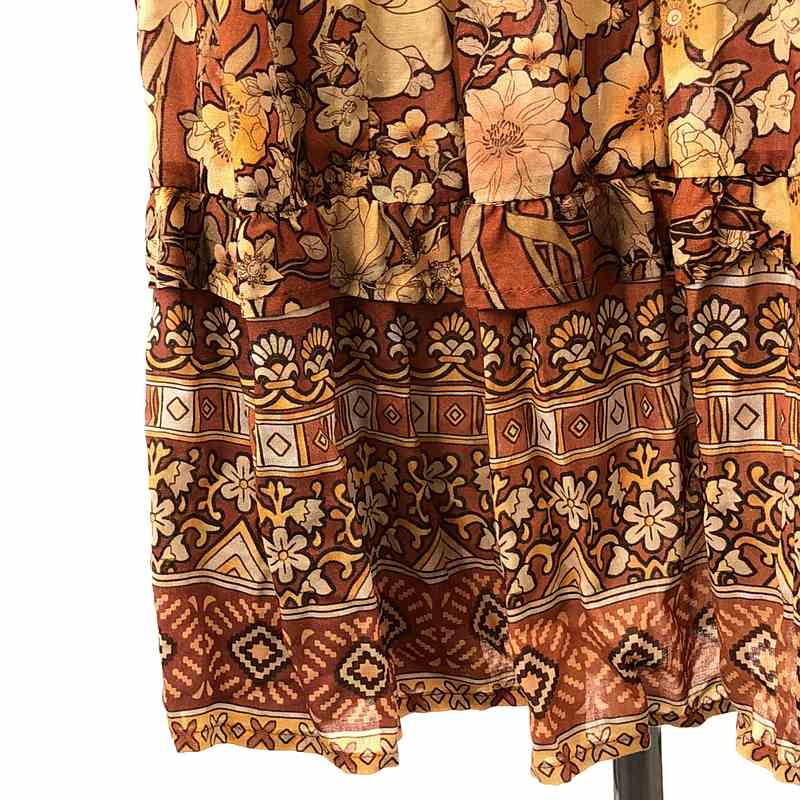 その他 フラワープリント フリル ティアード ワンピース