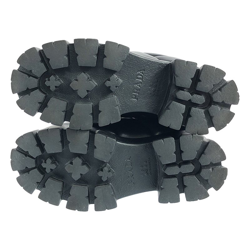 PRADA / プラダ 三角ロゴプレート ソフト パデッド ナッパ レザー ローファー / プラットフォーム シューズ 革靴