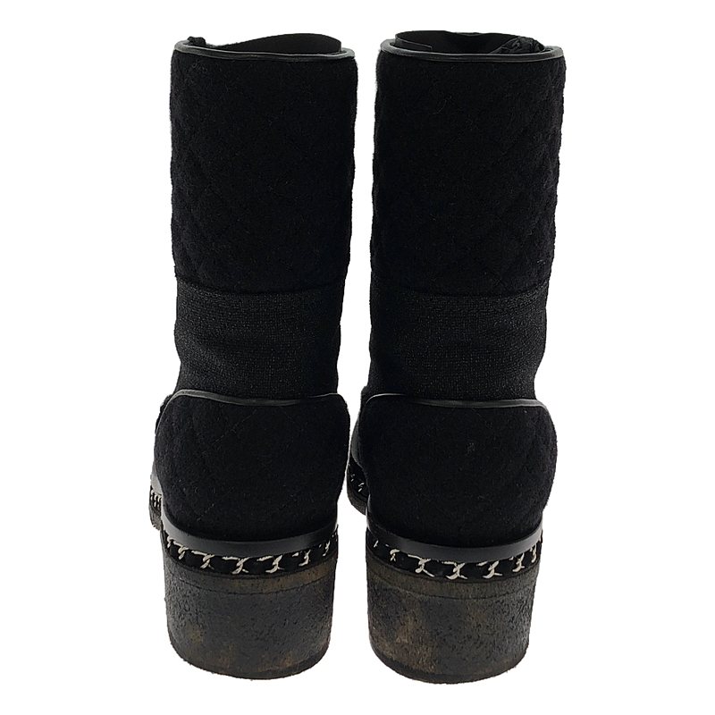 CHANEL / シャネル ツイード ウール チェーンソール ブーツ