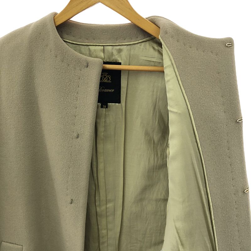 Drawer / ドゥロワー ウール ノーカラーコート