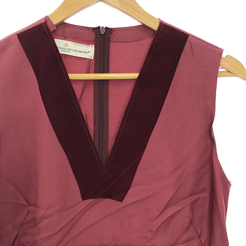 GOLDEN GOOSE / ゴールデングース レーヨン ベロア切替 カットオフ Vネック ノースリーブプルオーバー