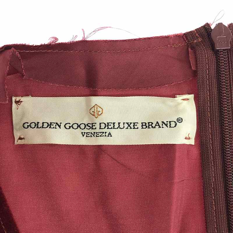 GOLDEN GOOSE / ゴールデングース レーヨン ベロア切替 カットオフ Vネック ノースリーブプルオーバー