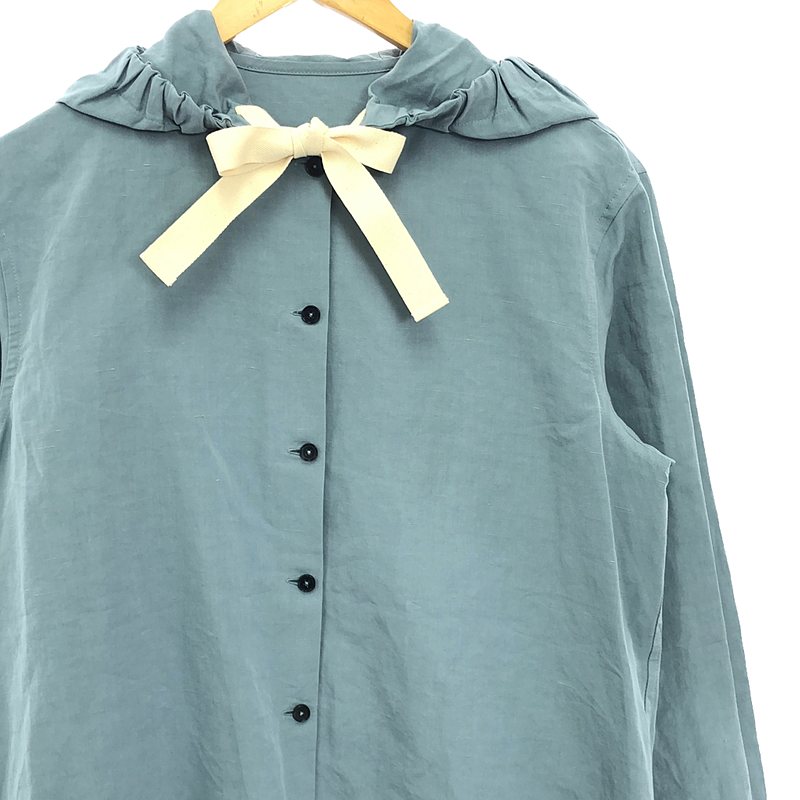 JIL SANDER+ / ジルサンダープラス コットン リネン シルク オーバーサイズ フーデッドシャツ ジャケット