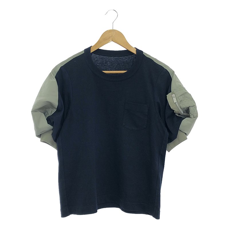 sacai / サカイ 異素材 ドッキング ミリタリー ボリュームスリーブ ブラウス カットソー