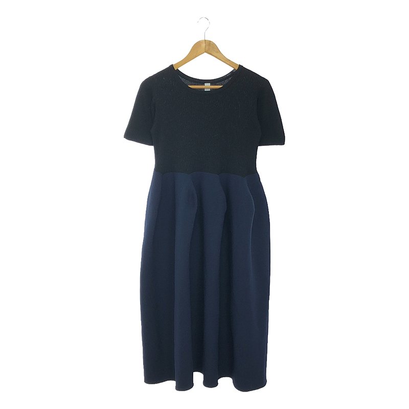 CFCL / シーエフシーエル POTTERY CUPRO SHORT SLEEVE DRESS / ポッテリー バイカラー フレア ドレス ワンピース